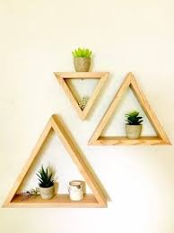 Wooden Triangle Wall Shelves Set Of 3