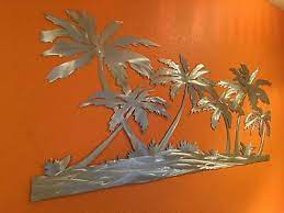 Beach Palm Trees Metal Wall Art Large