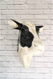 wall cow head sculpture mosaic black