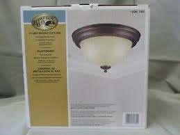 Hampton Bay Flush Mount 2 Bulb Light Fixture Oiled Bronze Finish Frosted Glass 6940500313641 Ebay