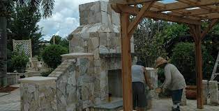 Cultured Stone Outdoor Fireplace