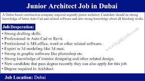 Junior Architect Job In Dubai Highlyjobs