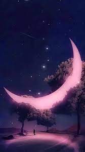 pink crescent moon art