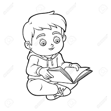 Coloring is essential to the overall development of a child. Coloring Book For Children Young Boy Reading A Book Royalty Free Cliparts Vectors And Stock Illustration Image 85059597