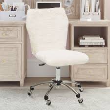 Wood desk chairs that are adjustable provide a sophisticated look for the workplace and at home. Ivory Sherpa Faux Fur Airgo Arm Armless Chair Desk Chair Pottery Barn Teen