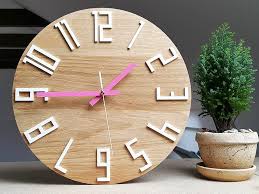 Large Wood Wall Clock Oak 13 19inch