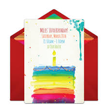 Free Rainbow Birthday Cake Online Invitation Punchbowl Com