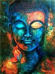 blue buddha painting canvas print