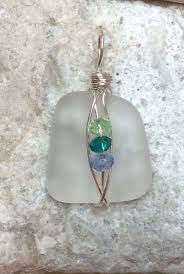Clear With Crystals Sea Glass Pendant