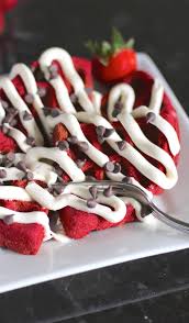 fluffy red velvet waffles made low carb