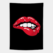 red lips pop art lips tapestry
