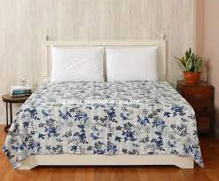 bedding blue bird queen kantha quilt