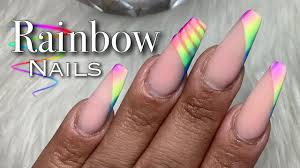 neon pigment nails rainbow nails