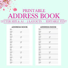 Wedding Address Book Printable With Sheets Plus A5 Together Pages