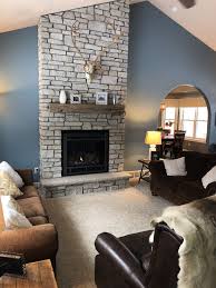 Light Stone Fireplace With Unfinished