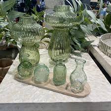 Micah Glass Vase Set Sage Garden World