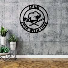 Personalized Chef Metal Sign Kitchen