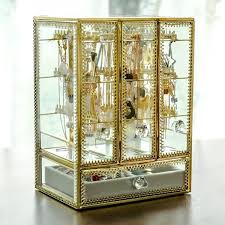glass jewelry box with three closet for