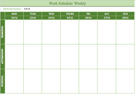 Template For Weekly Work Schedule Printable Schedule Template
