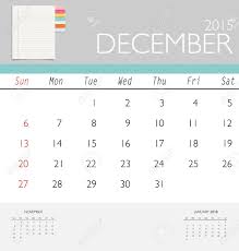 2015 Calendar Monthly Calendar Template For December Vector