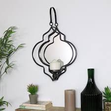 Black Mirrored Moroccan Wall Candle Sconce