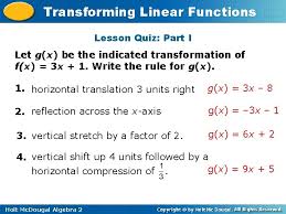 transforming linear functions warm up