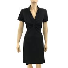 Elie Tahari Black Silk A Line Short Sleeve Dress Size 8