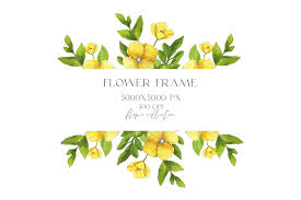 watercolor frame yellow flowers png
