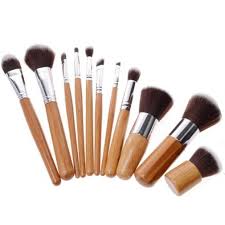 ebay wood makeup brush set