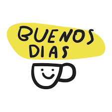 smiling coffee cup buenos dias spanish