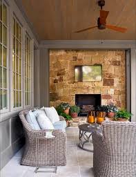 Stone Patio Fireplace Wall With Tv