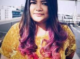 dark indian hair bright pink and purple