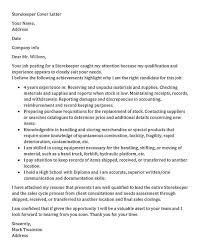Storekeeper Cover Letter Sample Cover Letters Cover Letter
