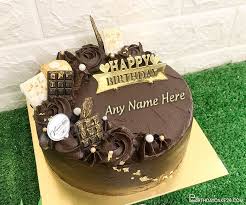 happy birthday dark chocolate cake with