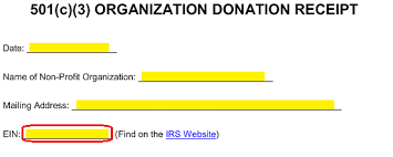 free donation receipt template 501 c