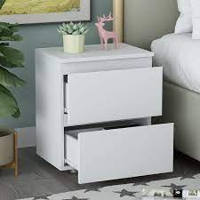 fufu a 2 drawer white nightstands