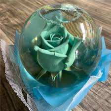 Blue Green Rose Globe W Gift Bag