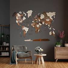 3d Wooden World Map House Decor Living