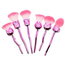 pink aquarius rose makeup brushes set