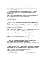 Math 175 Final Exam Review The