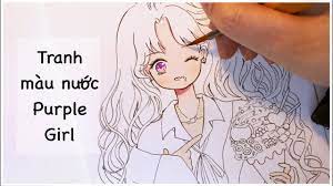 Watercolor Tutorial ] Hướng dẫn tô tranh anime đơn giản - Purple Girl |  Lobeo ( Lỗ Béo ) - YouTube