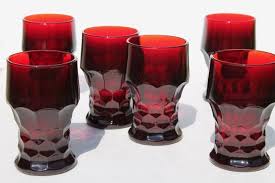 Royal Ruby Red Glass Tumblers Set Of