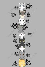 Cartoon Cute Cat Grey Wallpaper Pattern