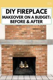 diy painted brick fireplace makeover on