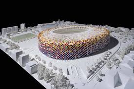The stadium's maximum height is 48 metres, and it covers a surface area of 55,000 square metres (250 metres long and 220 metres wide). Barcelona Fc Stadium New Nou Camp Ground E Architect
