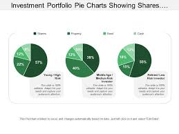 Investment Portfolio Pie Charts Showing Shares Property Bond