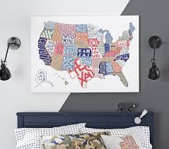 Usa Map Canvas Wall Art Pottery Barn Kids