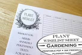 Plant Wishlist Chart Printable Garden