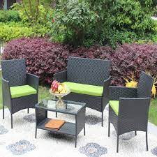 rattan wicker green sofa sets furniture