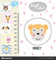 Kids Height Chart Cute Monkey And Funny Animals Stock